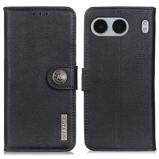 KHAZNEH For OnePlus Nord 4 Wallet Case Cowhide Texture Leather Flip Phone Cover - Black - 1