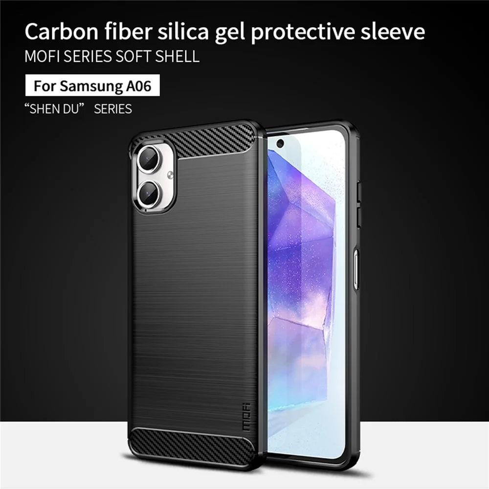 MOFI JK TPU Series-1 For Samsung Galaxy A06 4G Case Carbon Fiber Texture TPU Soft Phone Cover - Black - 3