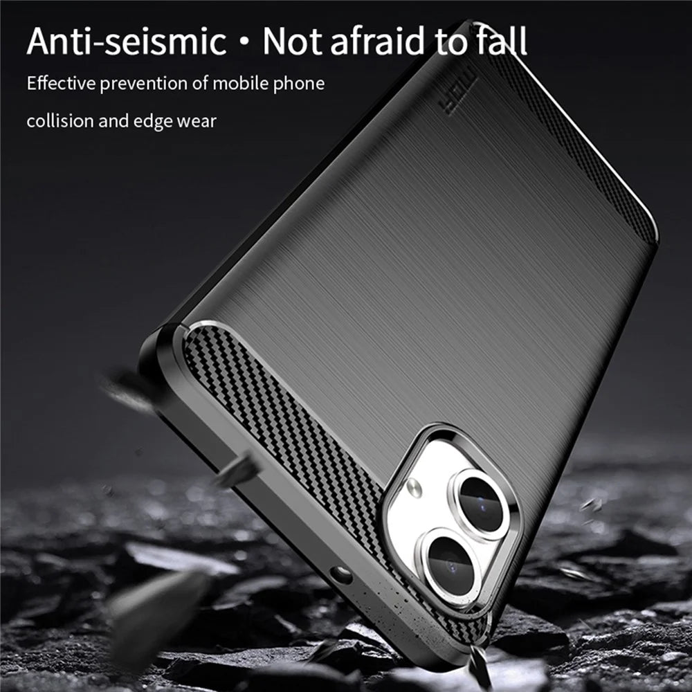 MOFI JK TPU Series-1 For Samsung Galaxy A06 4G Case Carbon Fiber Texture TPU Soft Phone Cover - Black - 6