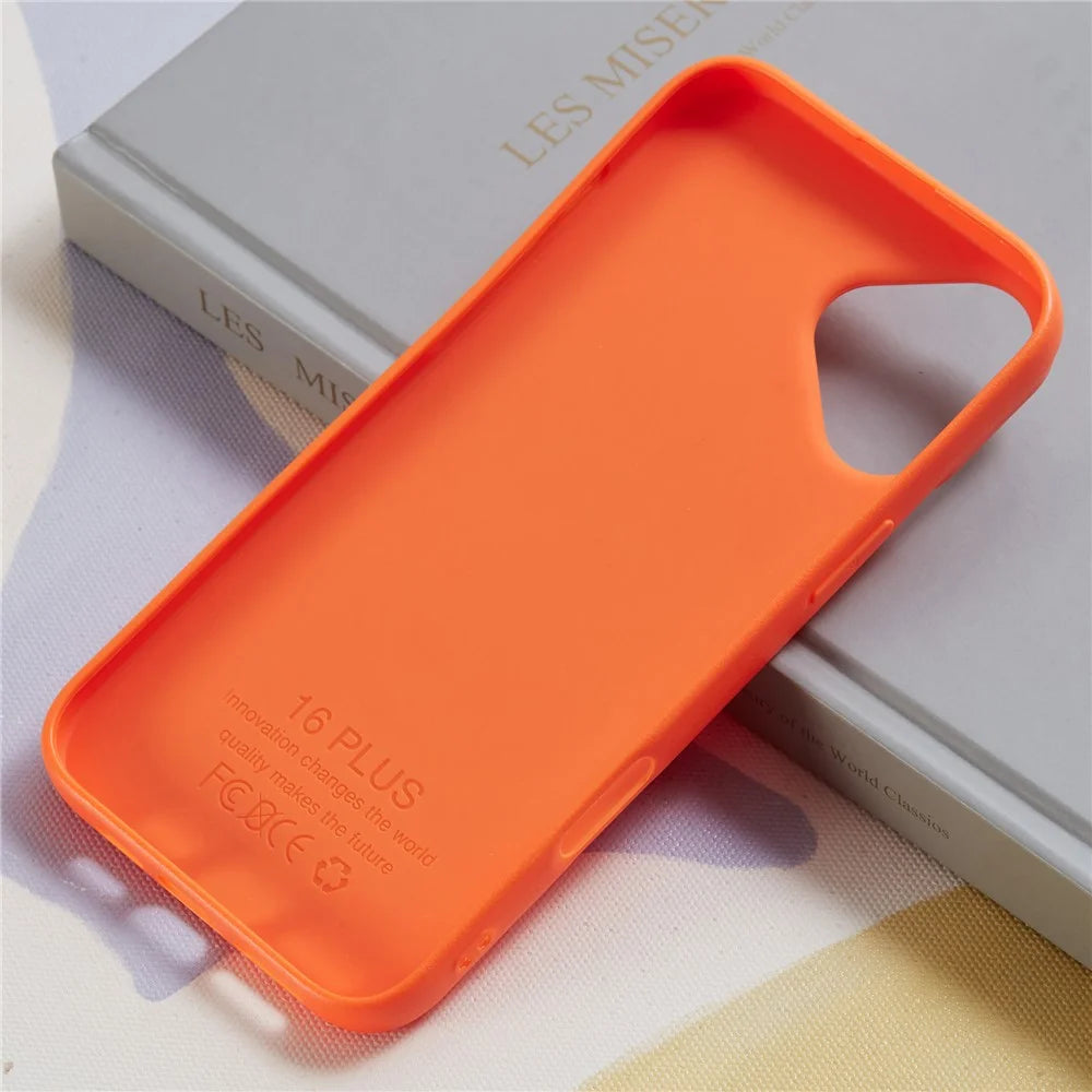 For iPhone 16 Plus Case Litchi Texture TPU Shockproof Phone Cover - Orange - 4