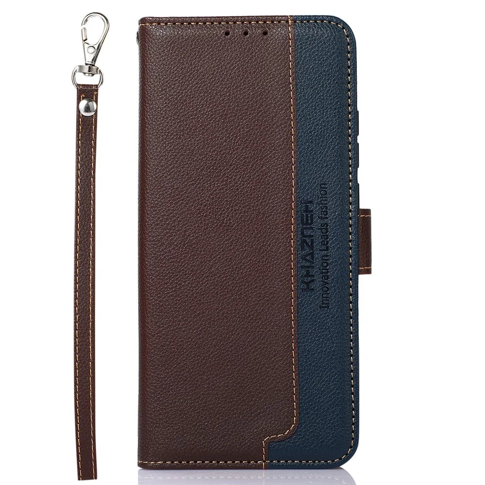 KHAZNEH For Samsung Galaxy A16 5G / A16 4G Case RFID Blocking Wallet PU Leather Phone Cover - Brown - 6