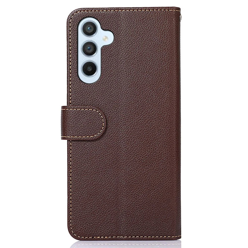 KHAZNEH For Samsung Galaxy A16 5G / A16 4G Case RFID Blocking Wallet PU Leather Phone Cover - Brown - 7