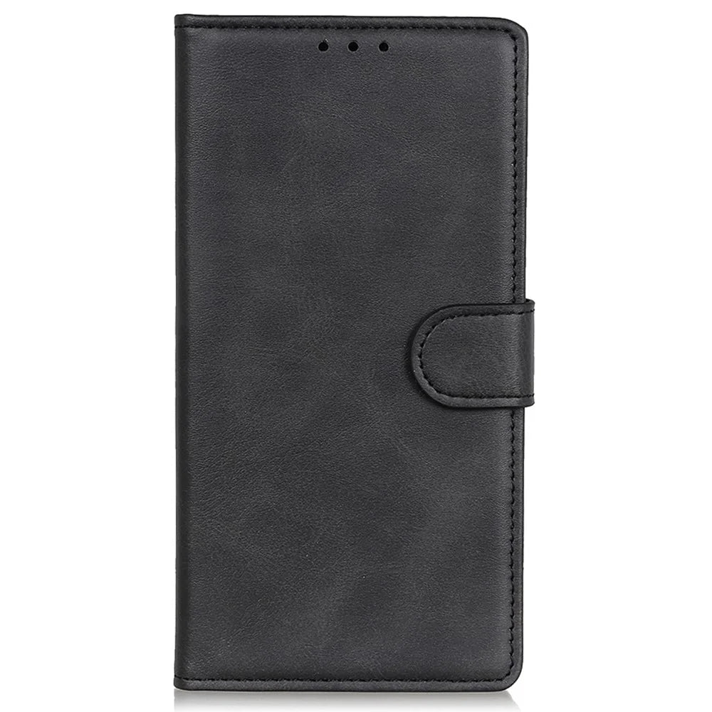 For Samsung Galaxy A16 5G / A16 4G Stand Wallet Case Cowhide Texture Leather Phone Cover - Black - 6