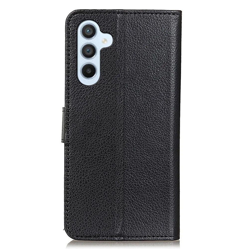 For Samsung Galaxy A16 5G / A16 4G Wallet Case PU Leather Phone Cover Litchi Texture - Black - 7