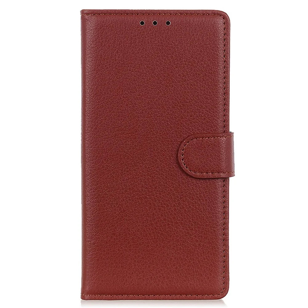 For Samsung Galaxy A06 4G Wallet Case PU Leather Phone Cover Litchi Texture - Brown - 6