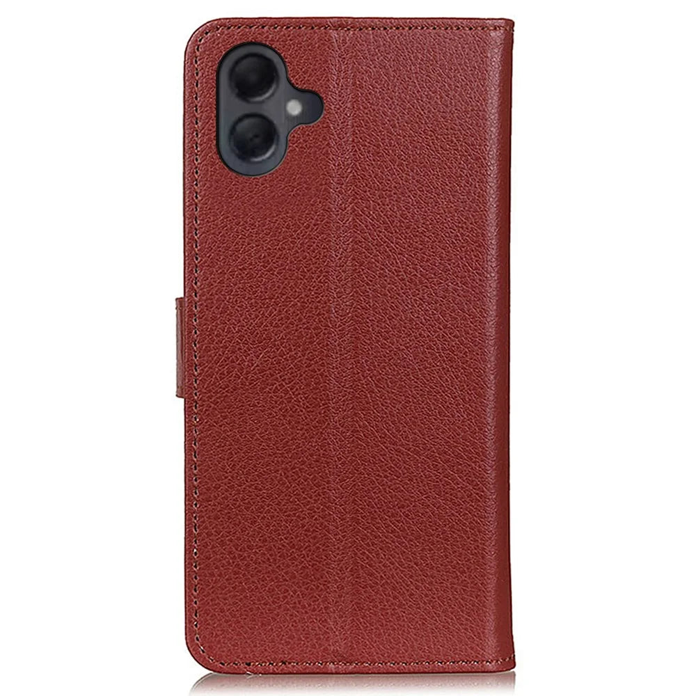 For Samsung Galaxy A06 4G Wallet Case PU Leather Phone Cover Litchi Texture - Brown - 7
