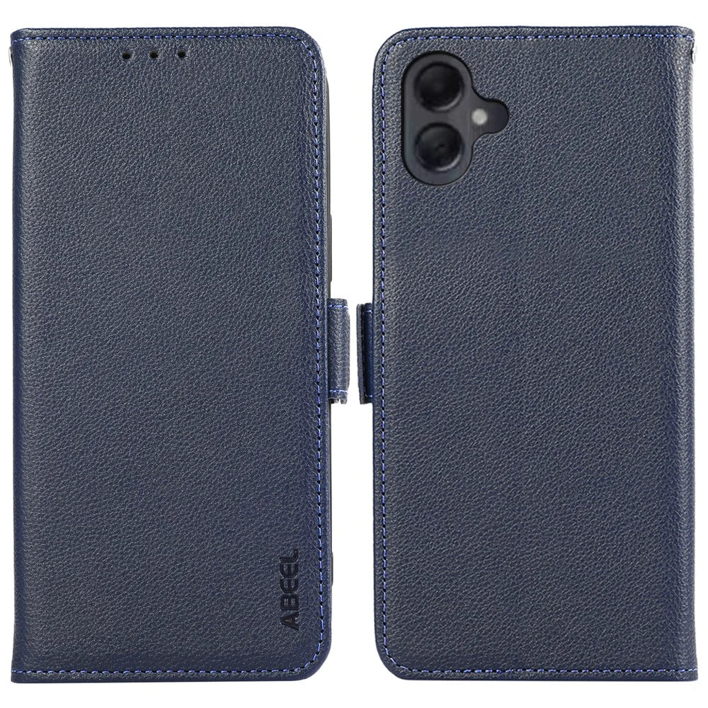 ABEEL For Samsung Galaxy A06 4G Case Litchi Texture Leather RFID Blocking Phone Cover - Blue - 1