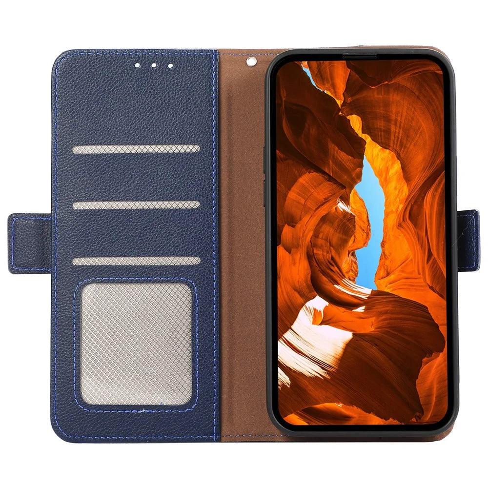 ABEEL For Samsung Galaxy A06 4G Case Litchi Texture Leather RFID Blocking Phone Cover - Blue - 2