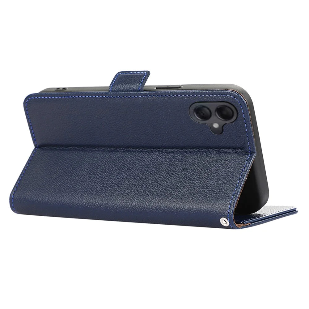 ABEEL For Samsung Galaxy A06 4G Case Litchi Texture Leather RFID Blocking Phone Cover - Blue - 3