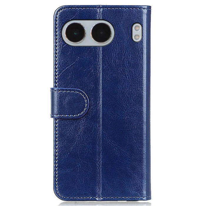 For OnePlus Nord 4 Case Crazy Horse Texture PU Leather Phone Stand Cover - Blue - 6