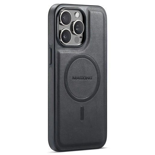 MAGKING K1 Series For iPhone 15 Pro Magnetic Case PC+TPU+PU Leather Shockproof Phone Cover - Black - 1