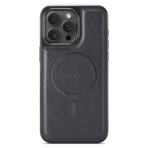 MAGKING K1 Series For iPhone 15 Pro Magnetic Case PC+TPU+PU Leather Shockproof Phone Cover - Black - 2