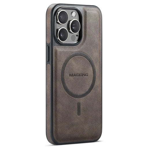 MAGKING K1 Series For iPhone 15 Pro Max Magnetic Case PC+TPU+PU Leather Shockproof Phone Cover - Coffee - 1