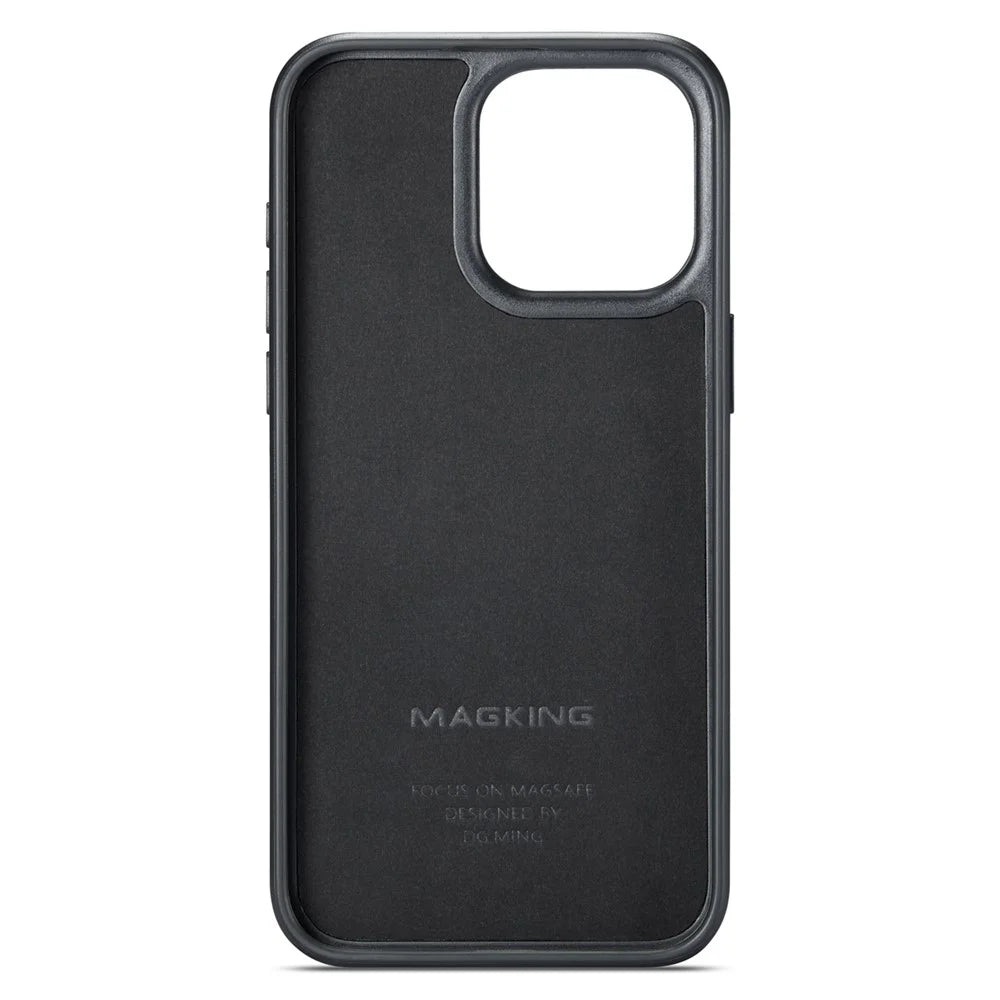 MAGKING K1 Series For iPhone 12 / 12 Pro Magnetic Case PC+TPU+PU Leather Shockproof Phone Cover - Coffee - 4