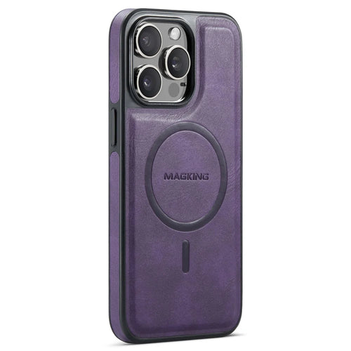 MAGKING K1 Series For iPhone 12 Pro Max Magnetic Case PC+TPU+PU Leather Shockproof Phone Cover - Purple - 1