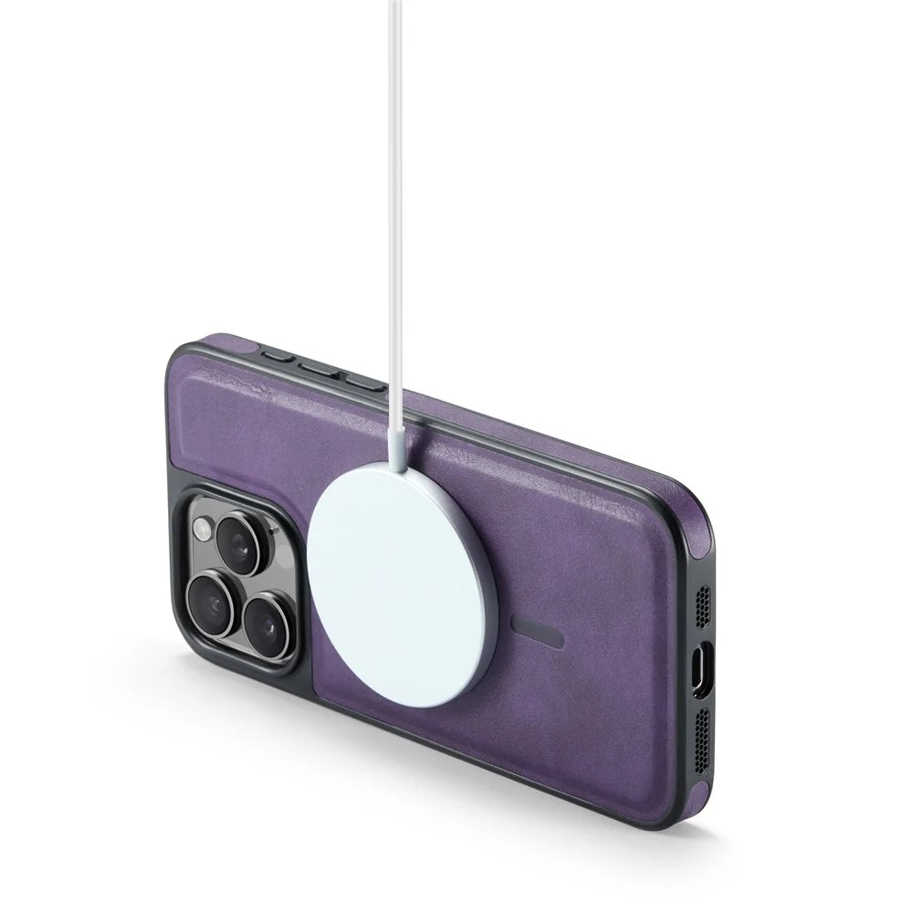 MAGKING K1 Series For iPhone 12 Pro Max Magnetic Case PC+TPU+PU Leather Shockproof Phone Cover - Purple - 3