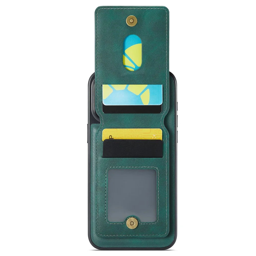 MAGKING K1 Series For iPhone 16 Pro Max Magnetic Case PC+TPU+PU Phone Cover with Card Holder Kickstand - Green - 2