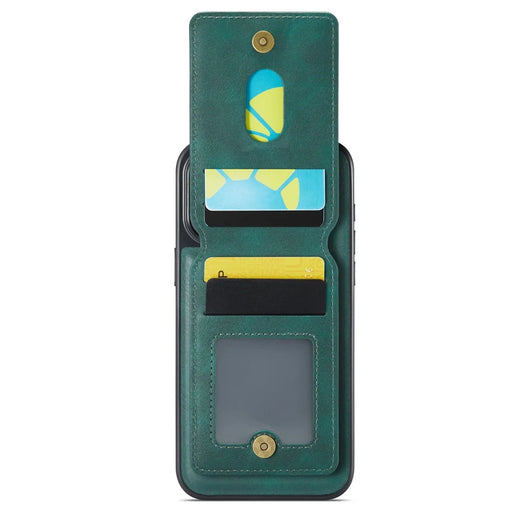 MAGKING K1 Series For iPhone 16 Pro Max Magnetic Case PC+TPU+PU Phone Cover with Card Holder Kickstand - Green - 2
