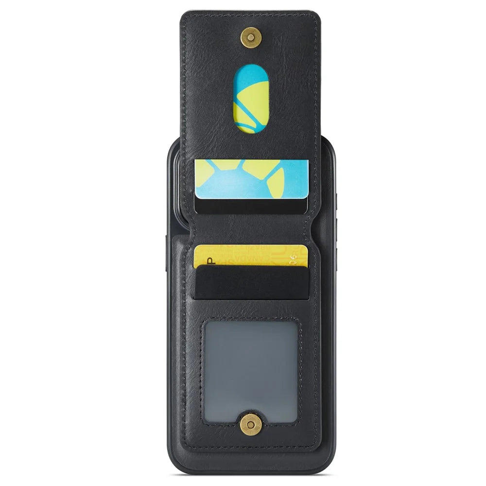 MAGKING K1 Series For iPhone 12 Pro Max Magnetic Case PC+TPU+PU Phone Cover with Card Holder Kickstand - Black - 2