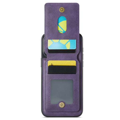 MAGKING K1 Series For iPhone 12 / 12 Pro Magnetic Case PC+TPU+PU Phone Cover with Card Holder Kickstand - Purple - 2