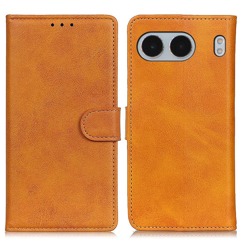 For OnePlus Nord 4 Stand Wallet Case Cowhide Texture Leather Phone Cover - Brown - 1