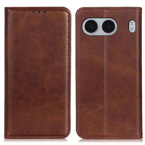 For OnePlus Nord 4 Case Split Leather Flip Wallet Phone Cover - Coffee - 1