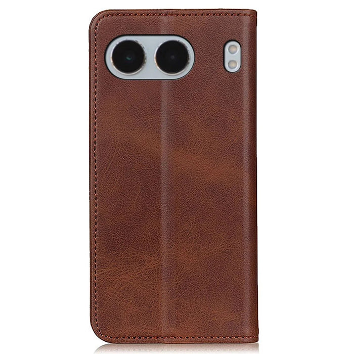 For OnePlus Nord 4 Case Split Leather Flip Wallet Phone Cover - Coffee - 7