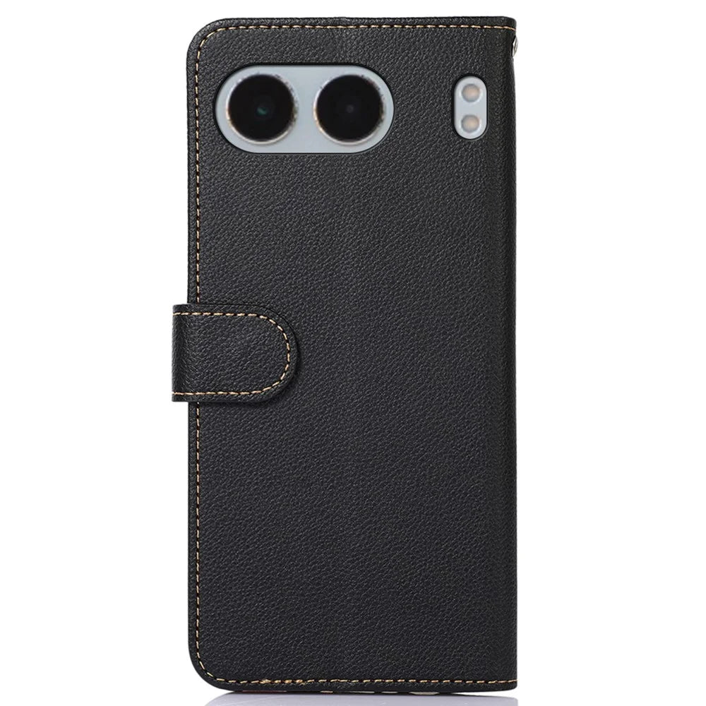 KHAZNEH For OnePlus Nord 4 Case RFID Blocking Wallet PU Leather Phone Cover - Black - 7