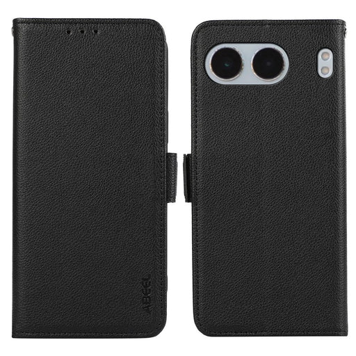 ABEEL For OnePlus Nord 4 Case Litchi Texture Leather RFID Blocking Phone Cover - Black - 1