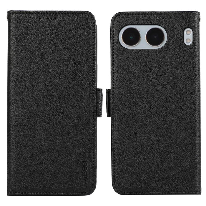 ABEEL For OnePlus Nord 4 Case Litchi Texture Leather RFID Blocking Phone Cover - Black - 1
