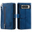 For Google Pixel 9 Pro XL Case PU Leather Phone Cover with Zipper Wallet 9 Card Slots - Blue - 7