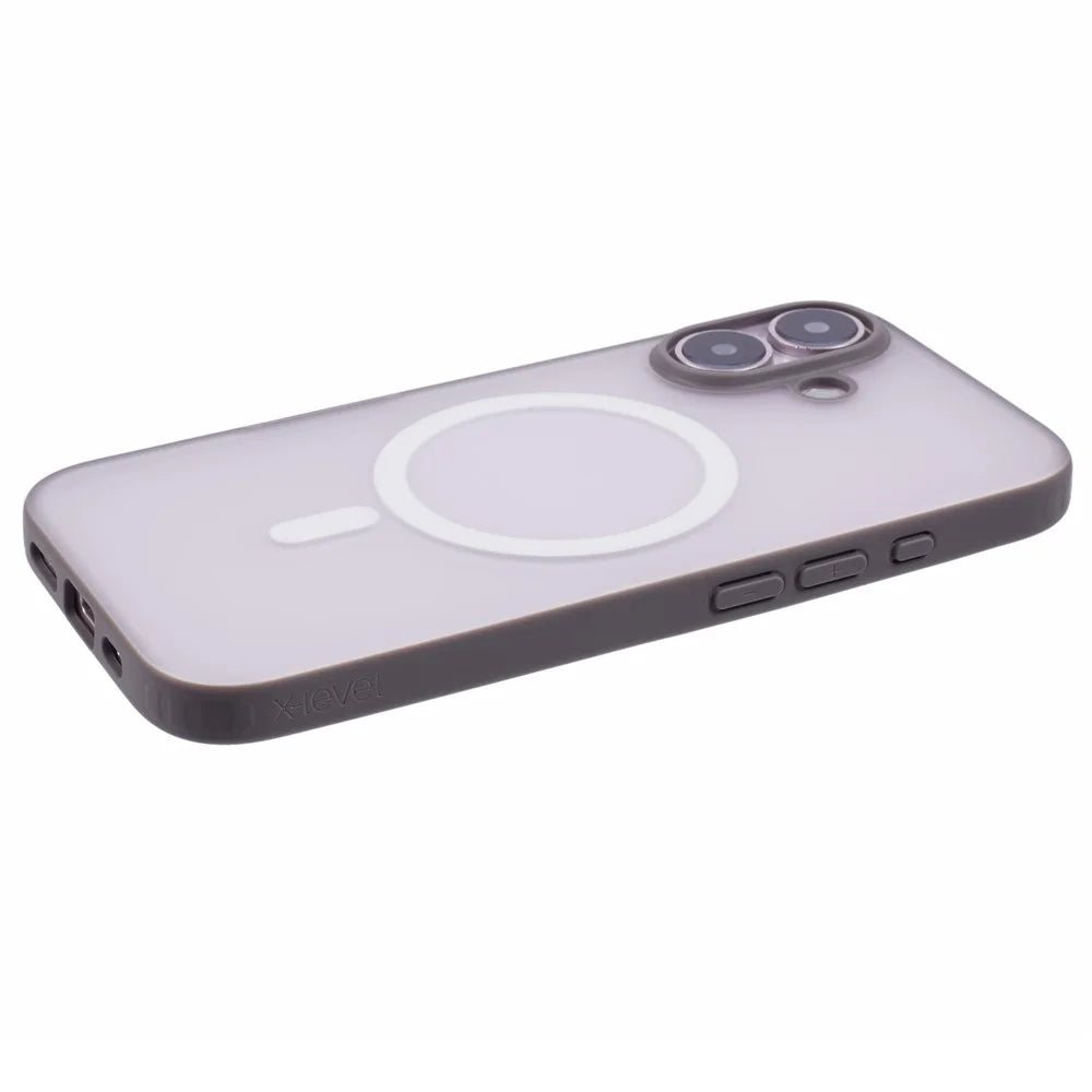 X-LEVEL For iPhone 16 Magnetic Case PC+TPU Matte Anti-Drop Cell Phone Cover - Grey - 5