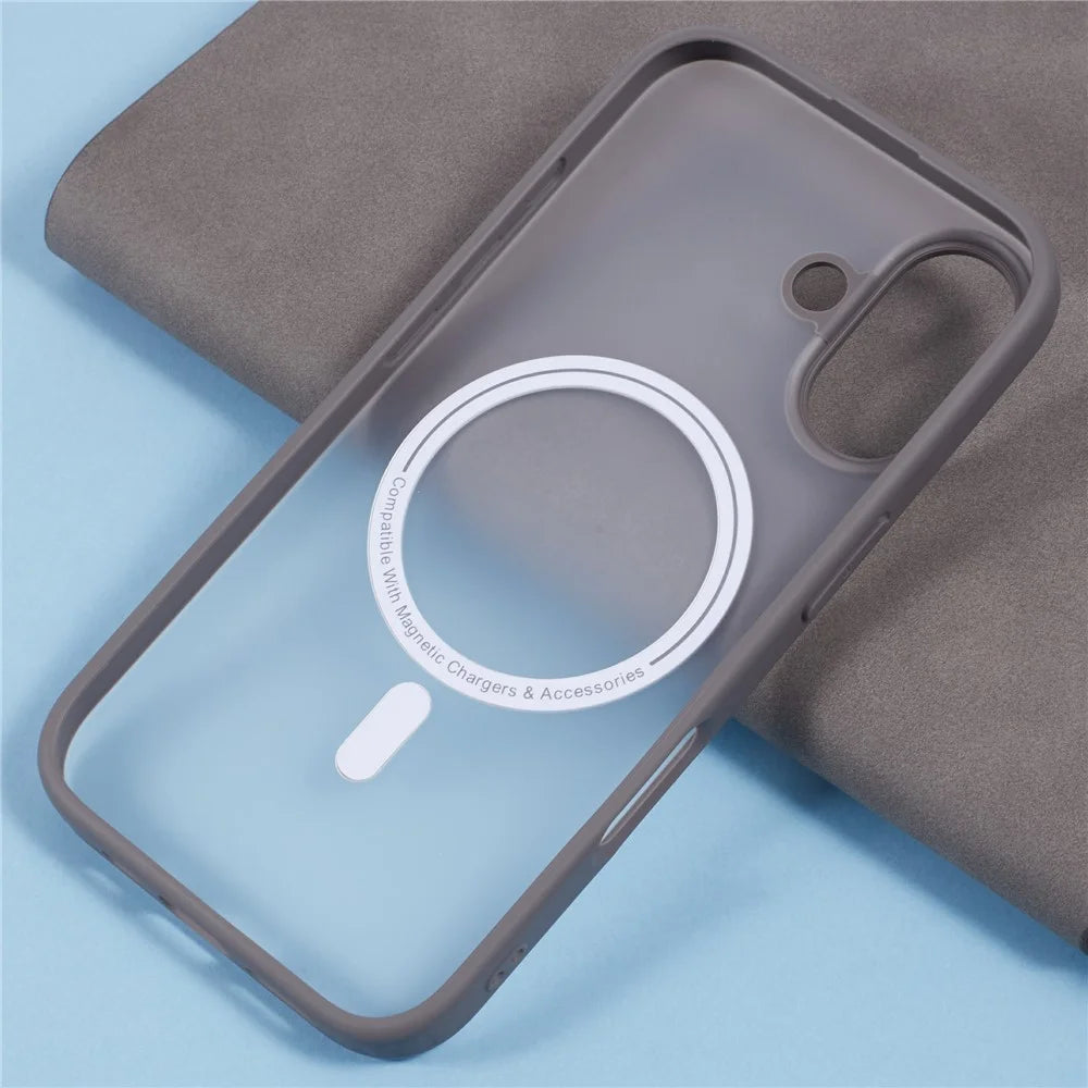 X-LEVEL For iPhone 16 Magnetic Case PC+TPU Matte Anti-Drop Cell Phone Cover - Grey - 7