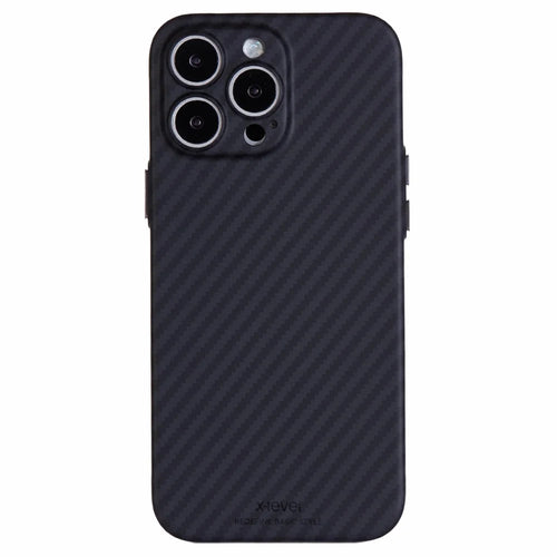 X-LEVEL For iPhone 16 Pro Magnetic Case Ultra-Thin PC Hard Phone Cover Carbon Fiber Texture - Black - 1