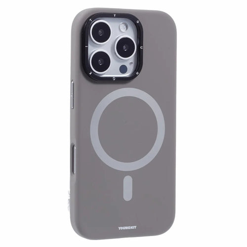 YOUNGKIT For iPhone 16 Pro Case Compatible with MagSafe Lens Kickstand Silicone Phone Cover - Grey - 1