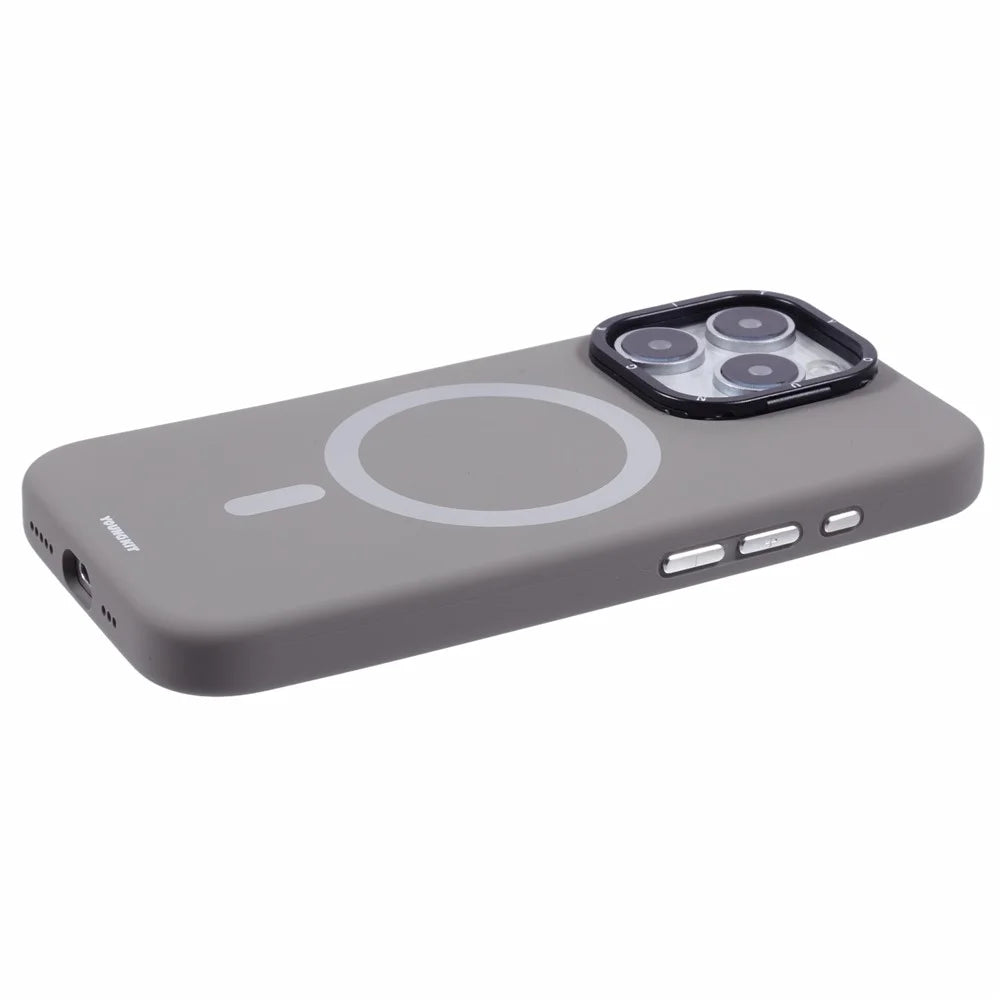 YOUNGKIT For iPhone 16 Pro Case Compatible with MagSafe Lens Kickstand Silicone Phone Cover - Grey - 7