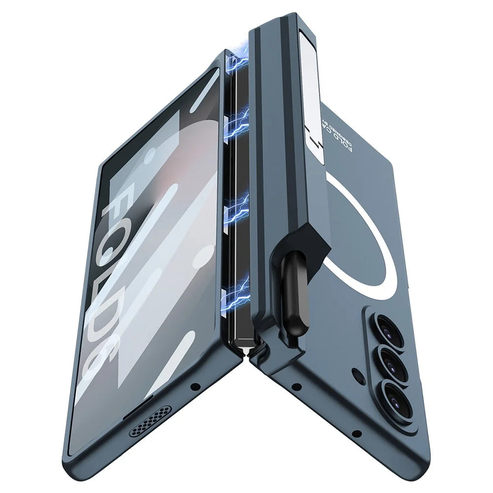 GKK For Samsung Galaxy Z Fold6 5G Magnetic Case Kickstand PC Phone Cover - Black - 5