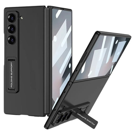 GKK For Samsung Galaxy Z Fold6 5G Case Kickstand Ultra Thin PC Phone Cover with Screen Film - Black - 1