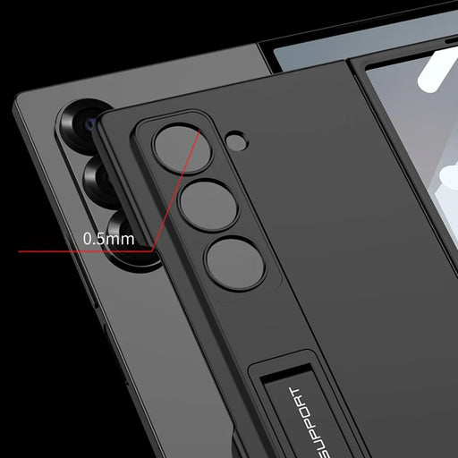 GKK For Samsung Galaxy Z Fold6 5G Case Kickstand Ultra Thin PC Phone Cover with Screen Film - Black - 2