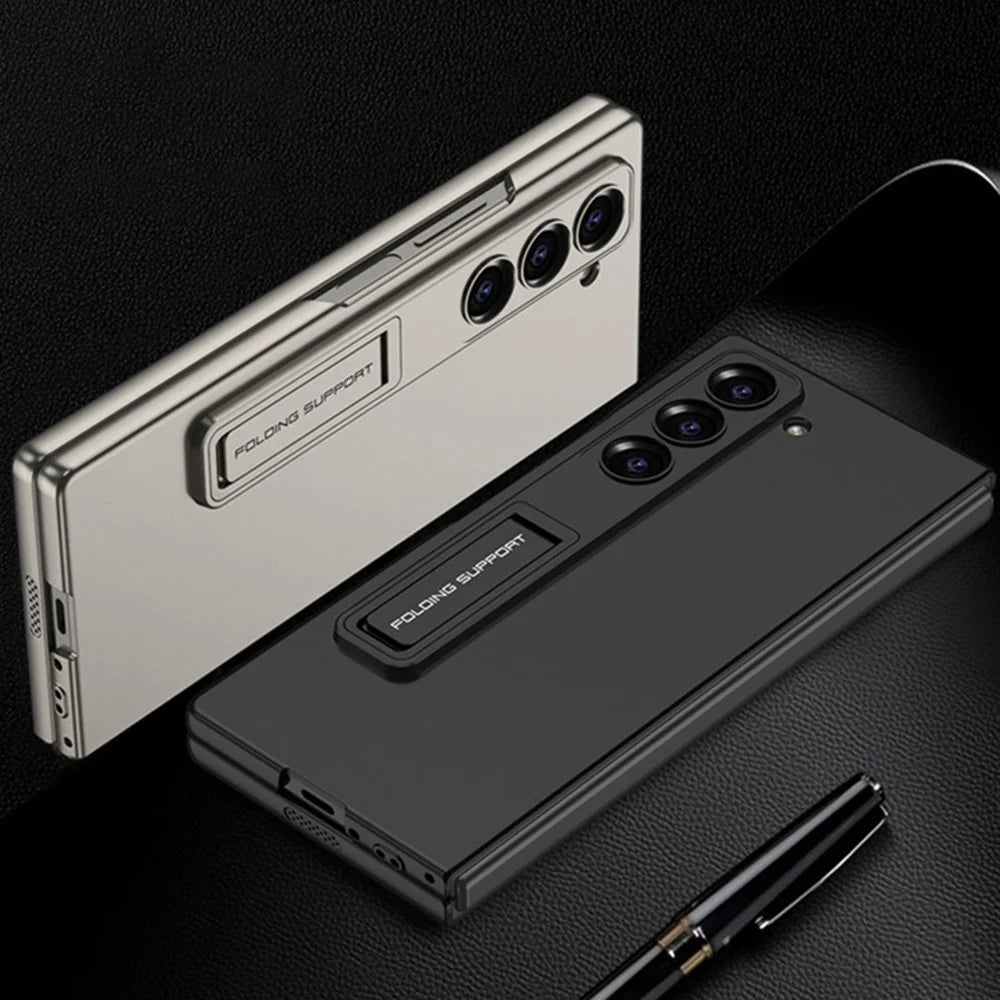 GKK For Samsung Galaxy Z Fold6 5G Case Kickstand Ultra Thin PC Phone Cover with Screen Film - Black - 3