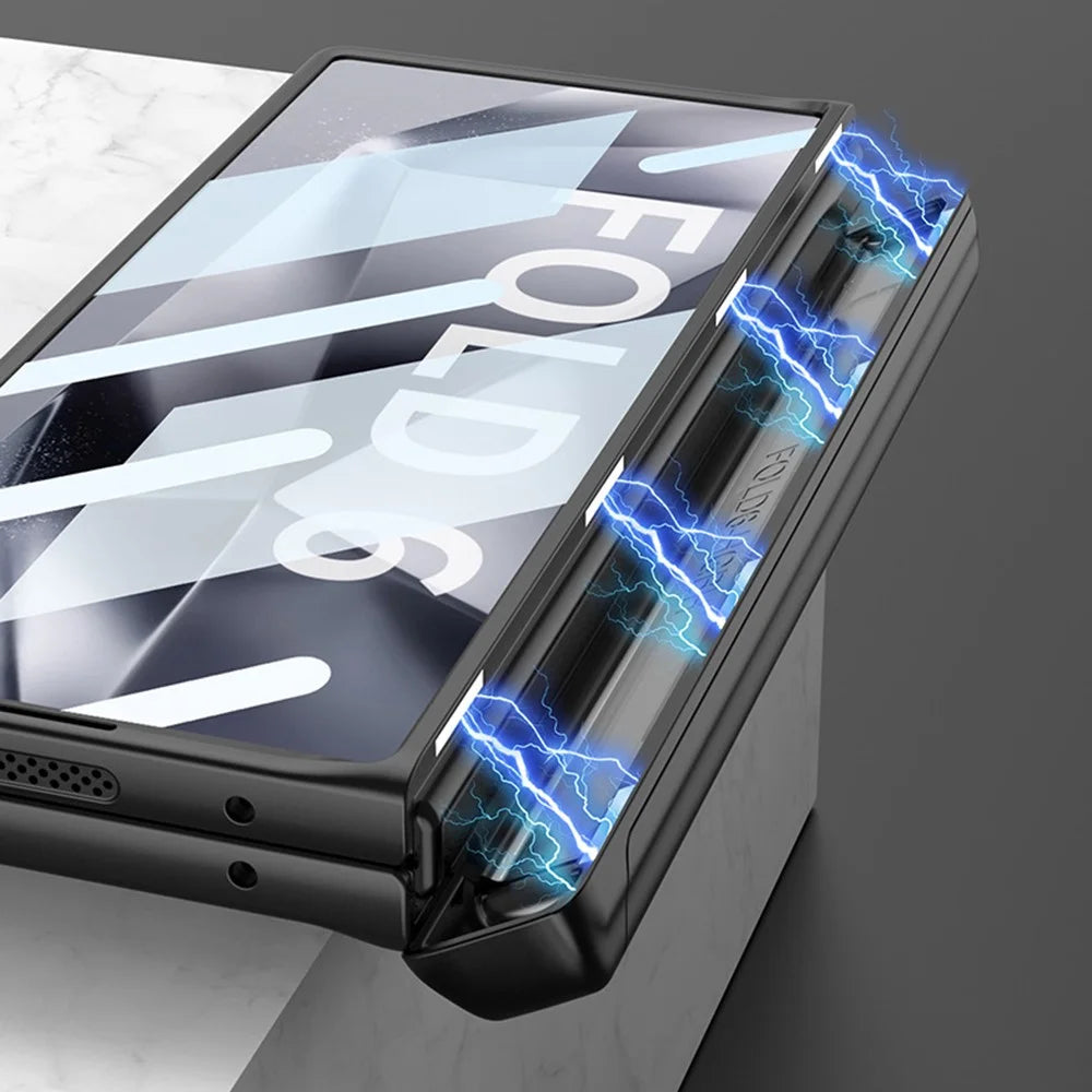 GKK For Samsung Galaxy Z Fold6 5G Case Kickstand PC Phone Cover with Screen Film - Black - 2