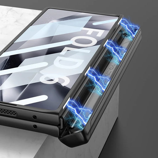 GKK For Samsung Galaxy Z Fold6 5G Case Kickstand PC Phone Cover with Screen Film - Black - 2