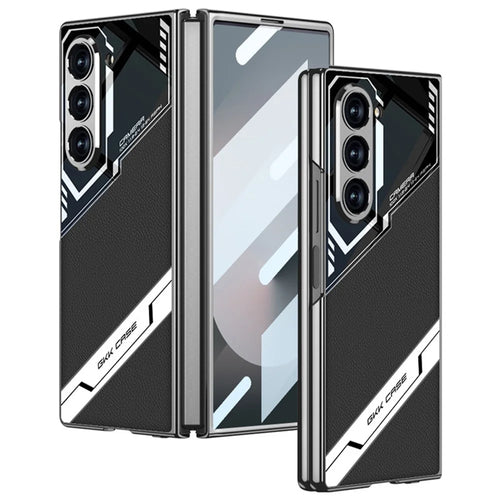 GKK For Samsung Galaxy Z Fold6 5G Case Shockproof PC+PU Phone Cover with Screen Film - Black - 1