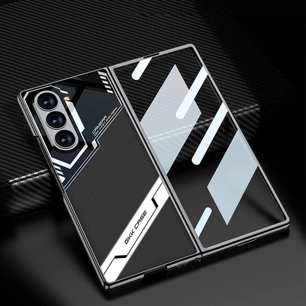 GKK For Samsung Galaxy Z Fold6 5G Case Shockproof PC+PU Phone Cover with Screen Film - Black - 2