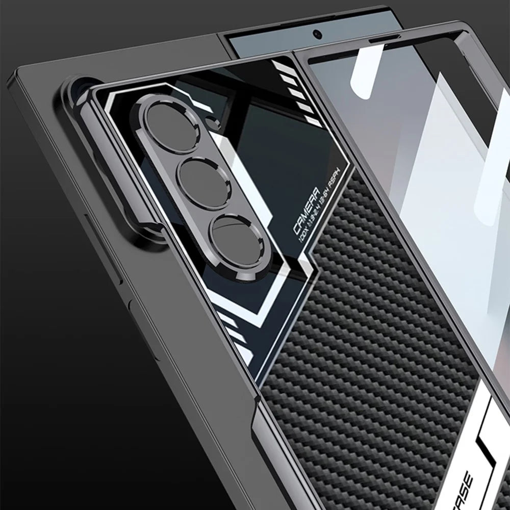 GKK For Samsung Galaxy Z Fold6 5G Case Shockproof PC+PU Phone Cover with Screen Film - Black - 4