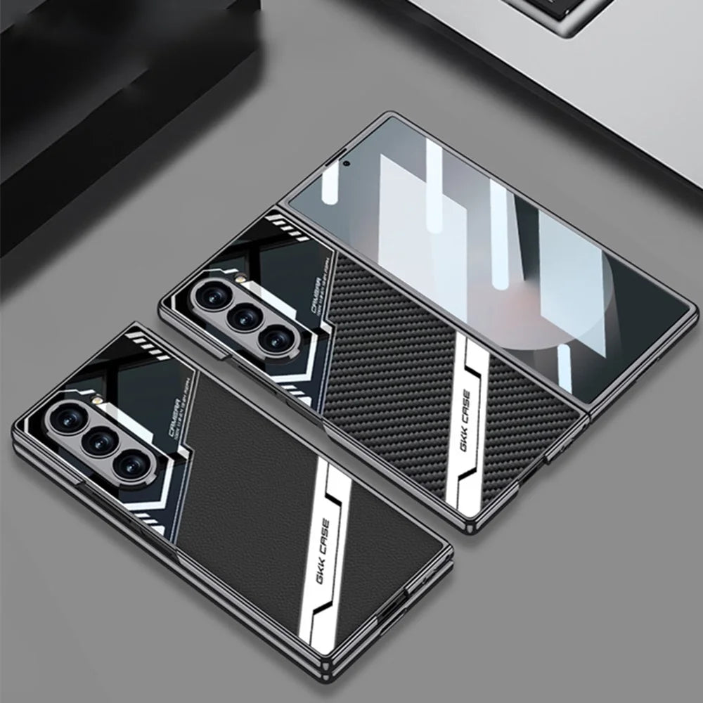 GKK For Samsung Galaxy Z Fold6 5G Case Shockproof PC+PU Phone Cover with Screen Film - Black - 5