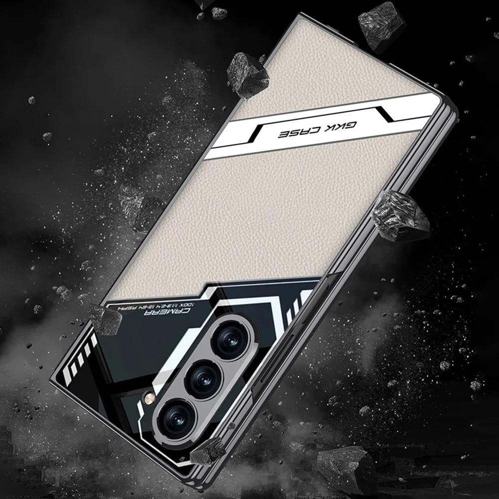 GKK For Samsung Galaxy Z Fold6 5G Case Shockproof PC+PU Phone Cover with Screen Film - Black - 6