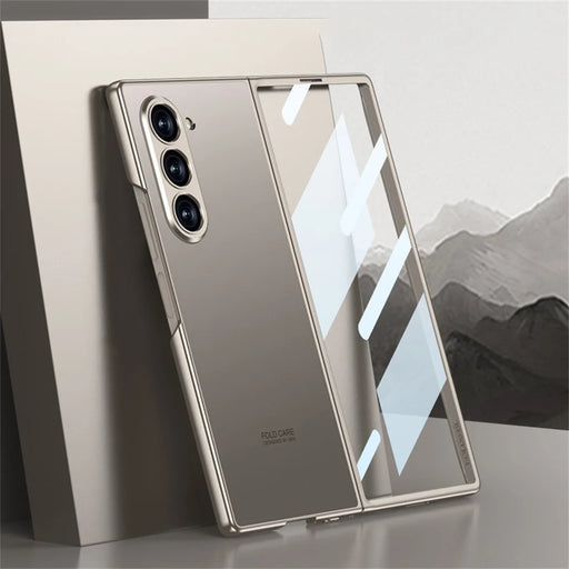 GKK For Samsung Galaxy Z Fold6 5G Case Protective PC+PU Phone Cover with Screen Film - Titanium Grey - 2
