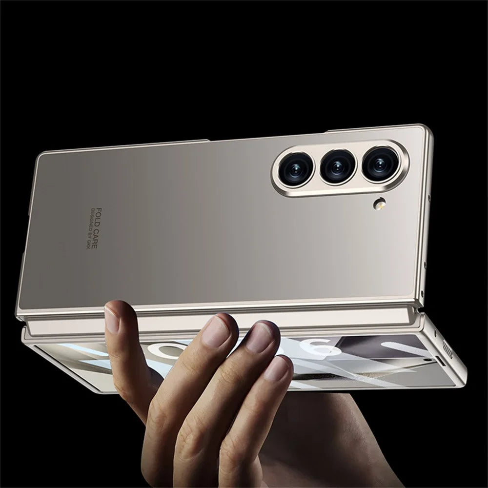 GKK For Samsung Galaxy Z Fold6 5G Case Protective PC+PU Phone Cover with Screen Film - Titanium Grey - 3
