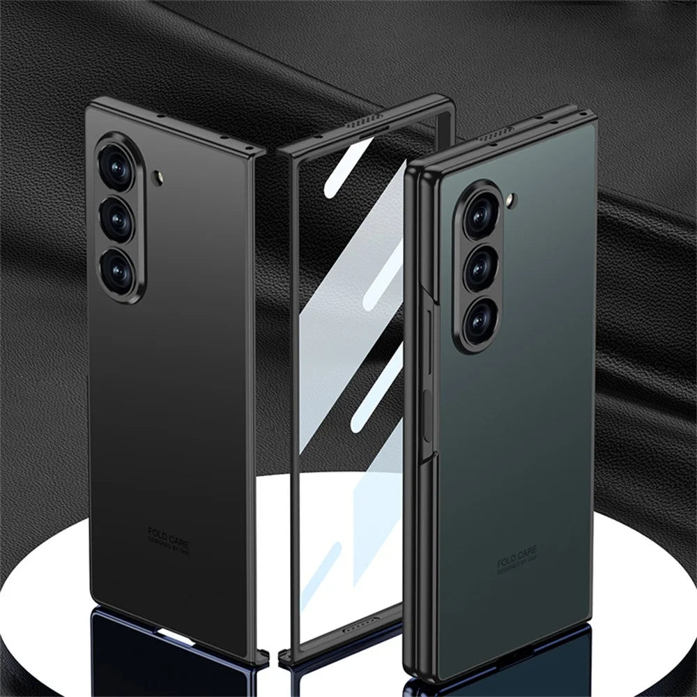 GKK For Samsung Galaxy Z Fold6 5G Case Protective PC+PU Phone Cover with Screen Film - Titanium Grey - 4